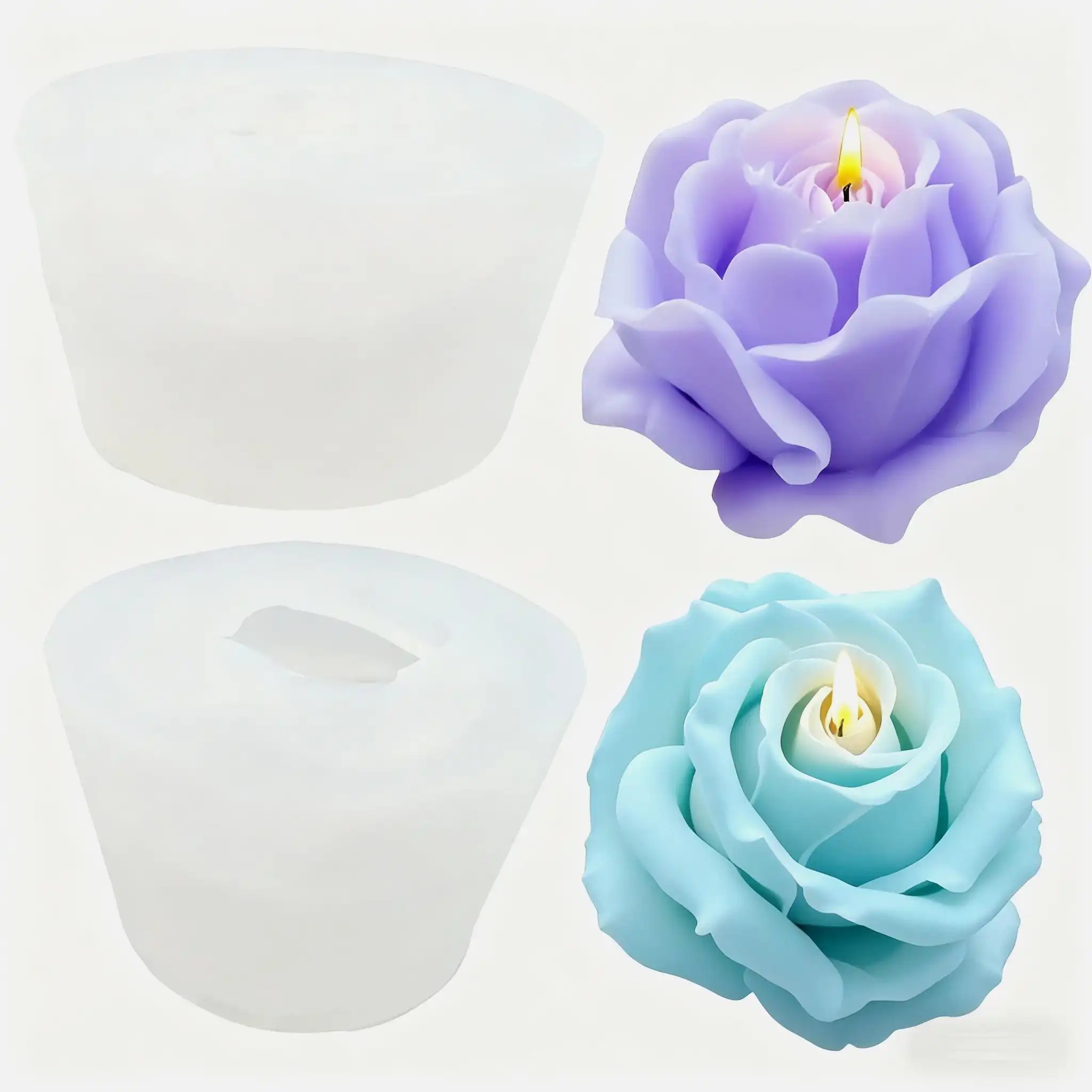 Candle Making Video - 2-delige romantische 3D Rose siliconen kaarsvormen