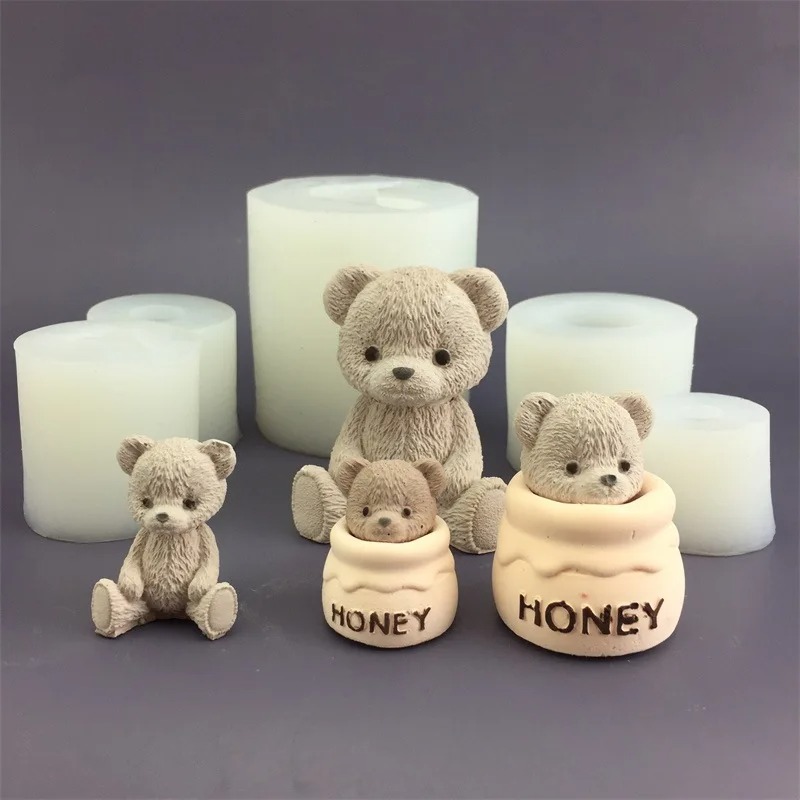 Candle Making Activity - Schattige beer honingpot siliconen kaarsvorm kubusvorm