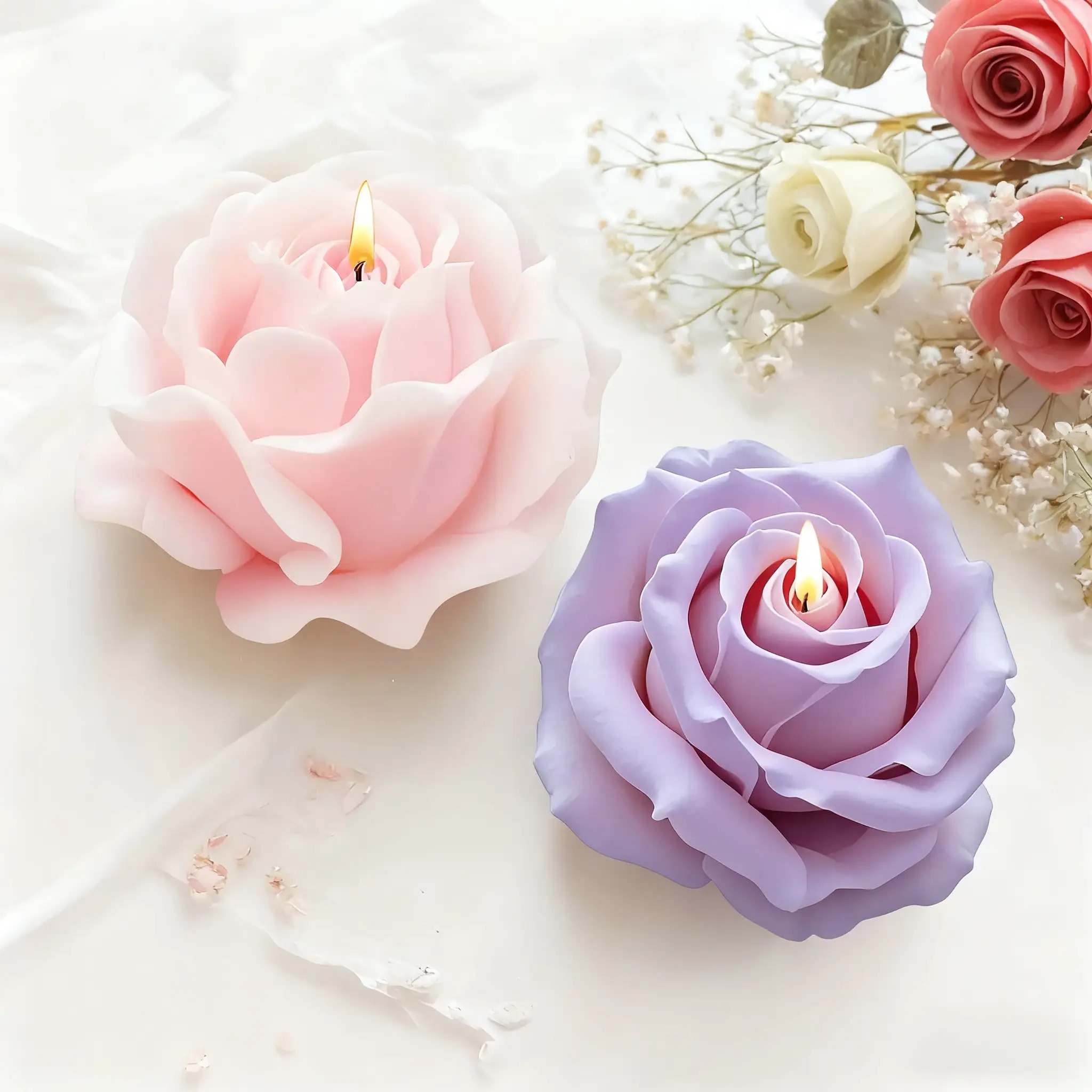 2-delige romantische 3D Rose s - Candle Making Video recensie en prijs