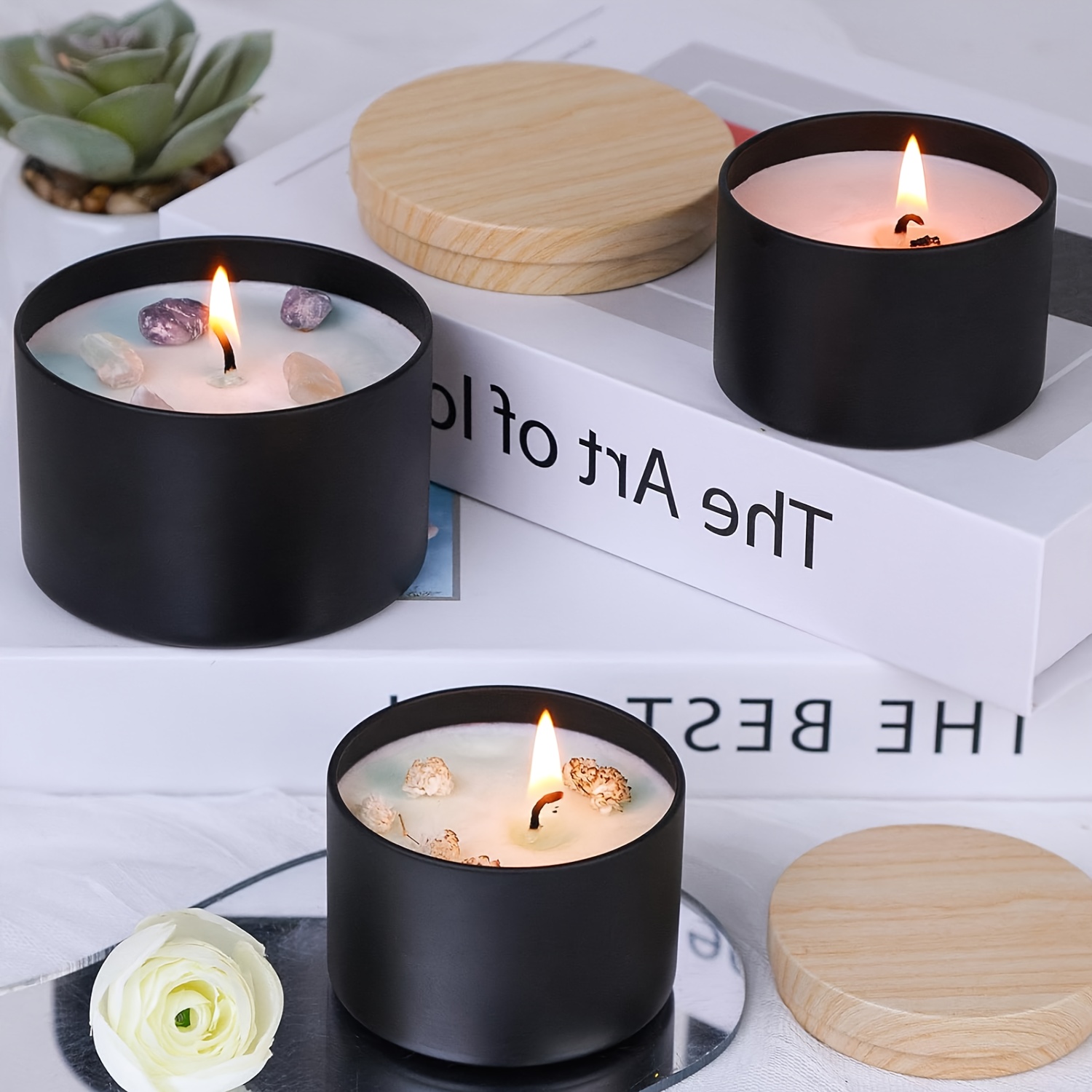 Zwarte kaarsenpotten met houte - Candle Making Jars Wholesale recensie en prijs
