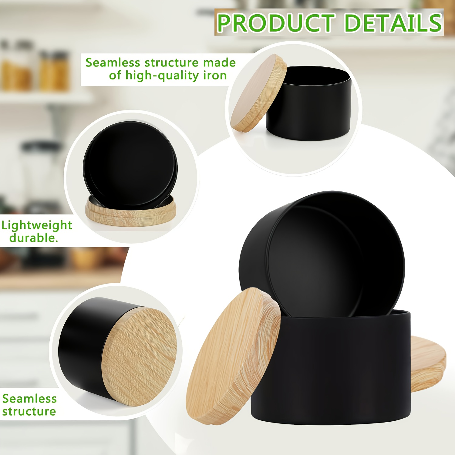Zwarte kaarsenpotten met houte - Candle Making Jars Wholesale recensie en prijs